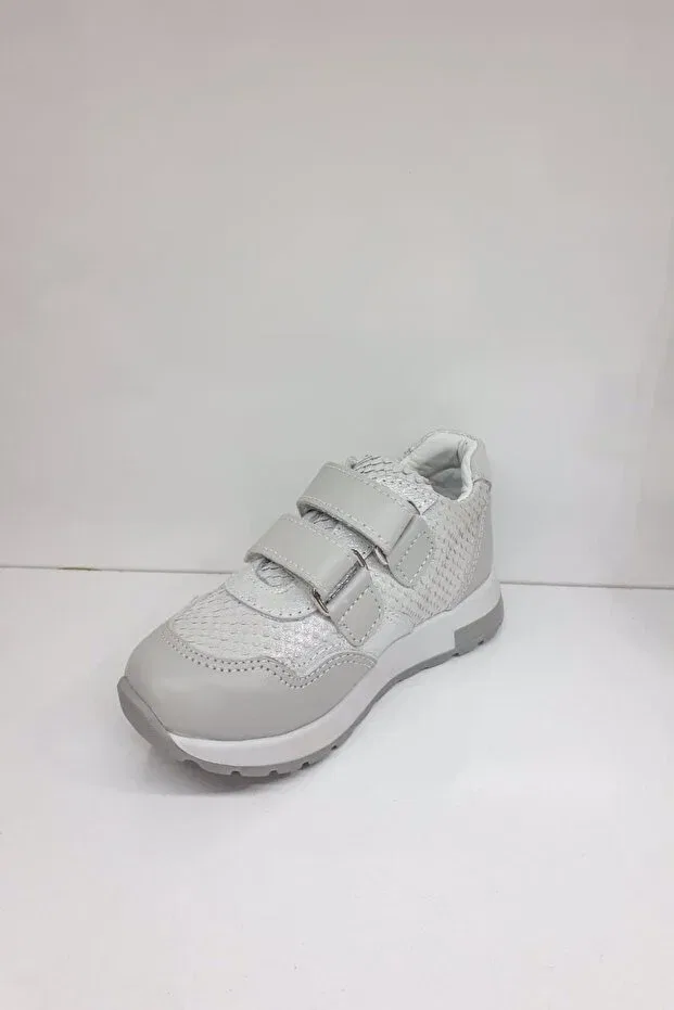 Детские кожаные ортопедические повседневные кроссовки для девочек Kinderin, Silver — фото 2