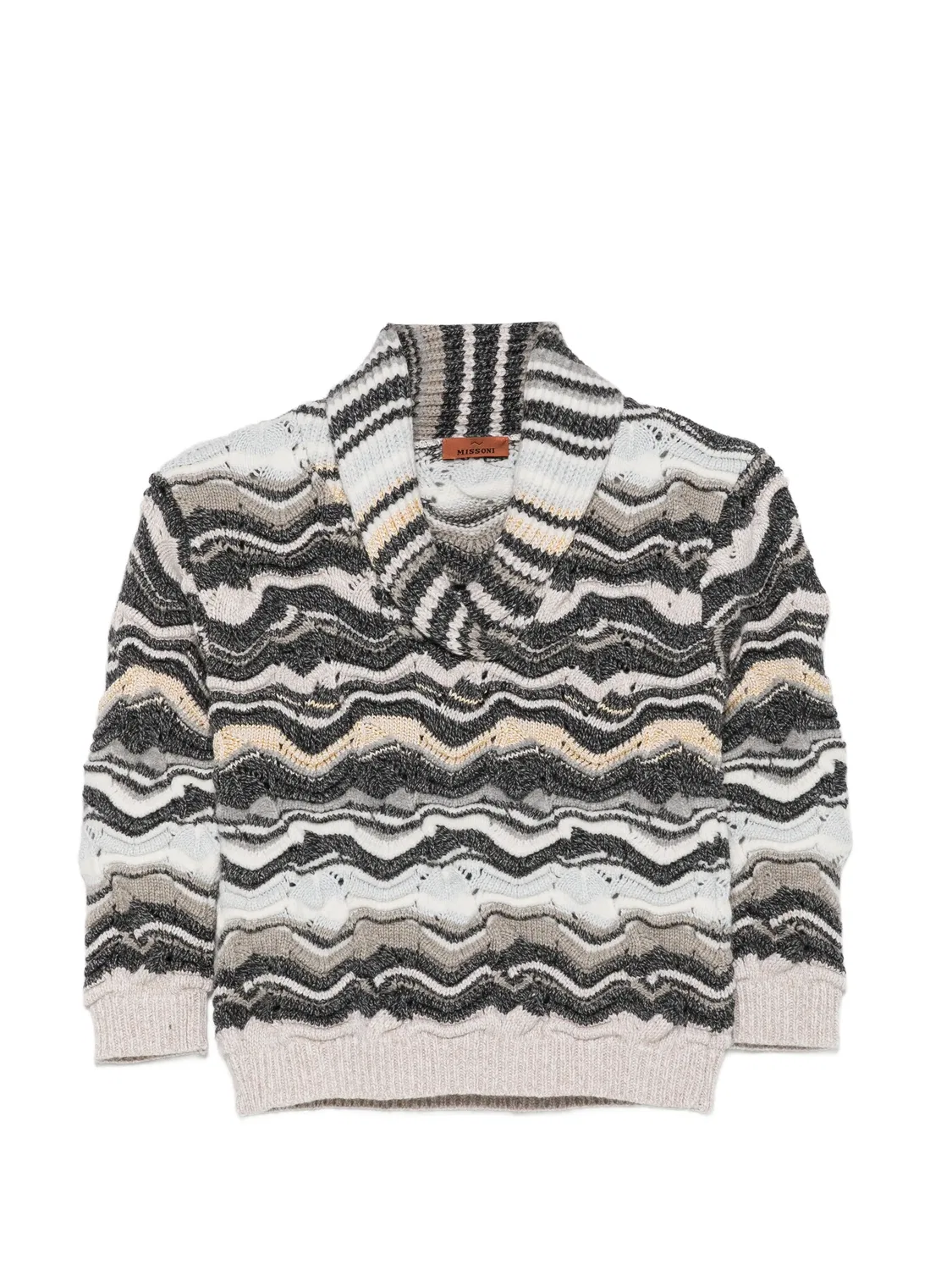 Джемпер с воротником-шалькой и узором зигзаг Missoni Kids, серый