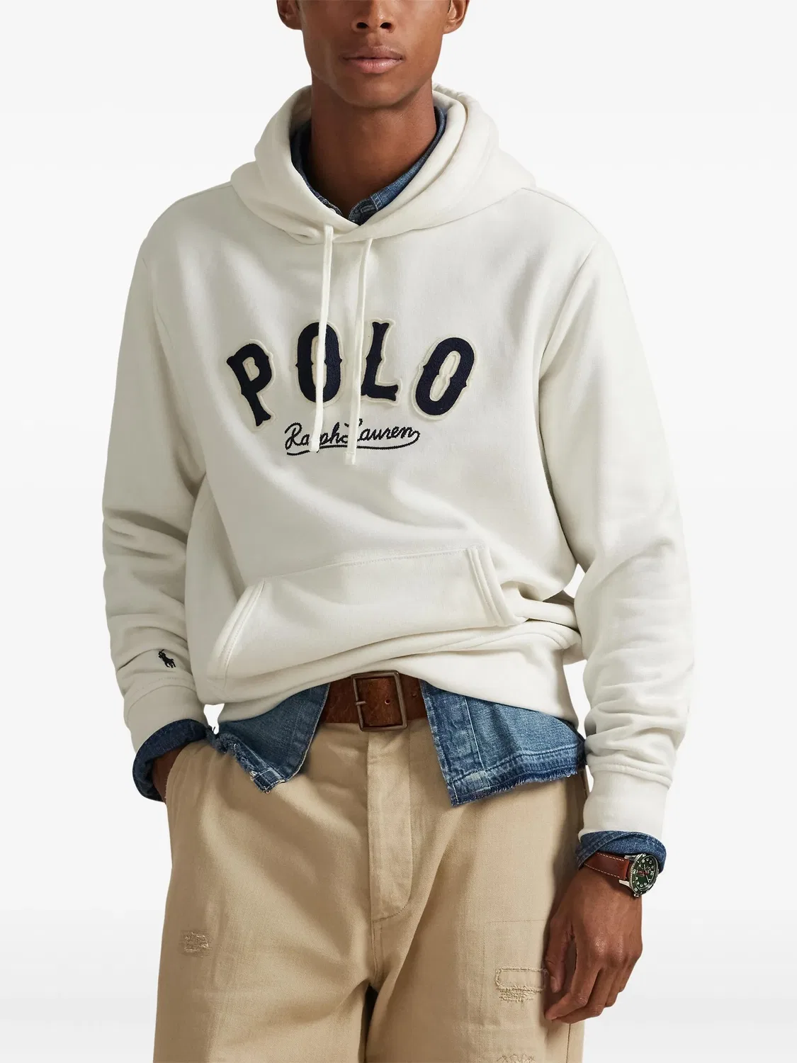 Худи с логотипом с капюшоном Polo Ralph Lauren, нейтральный — фото 2