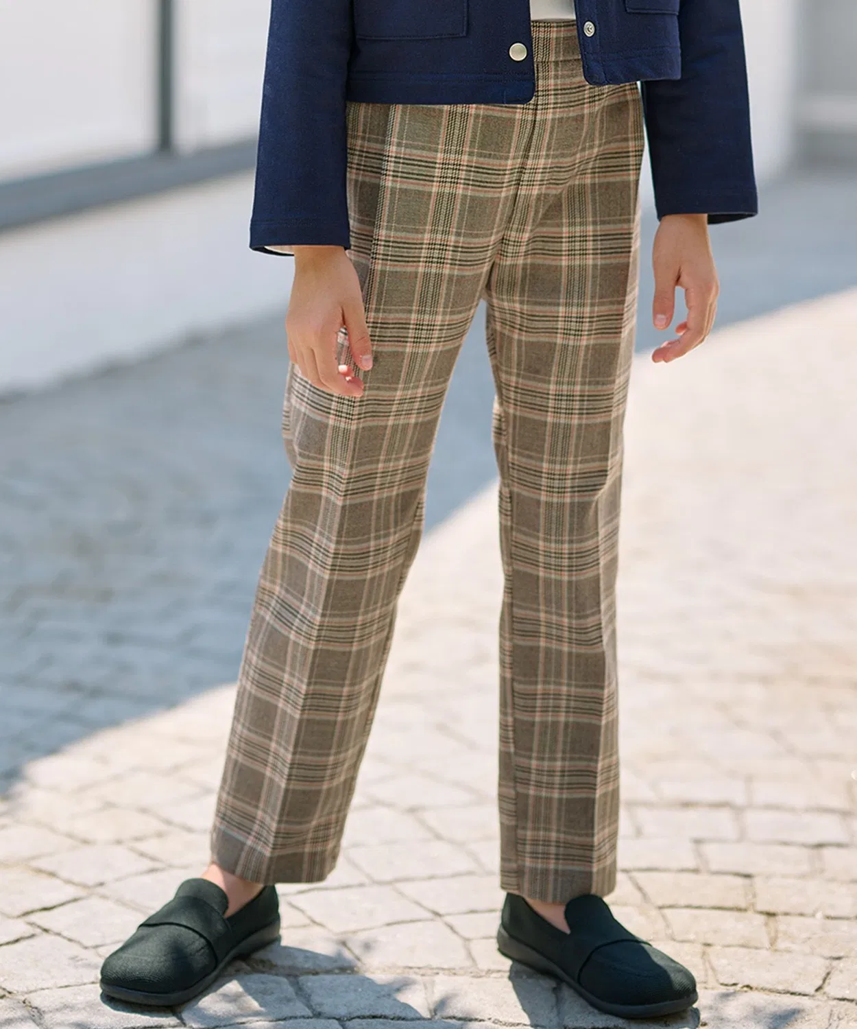 Детские брюки с принтом в клетку, модель Check Pants Kumikyoku KIDS, Beige