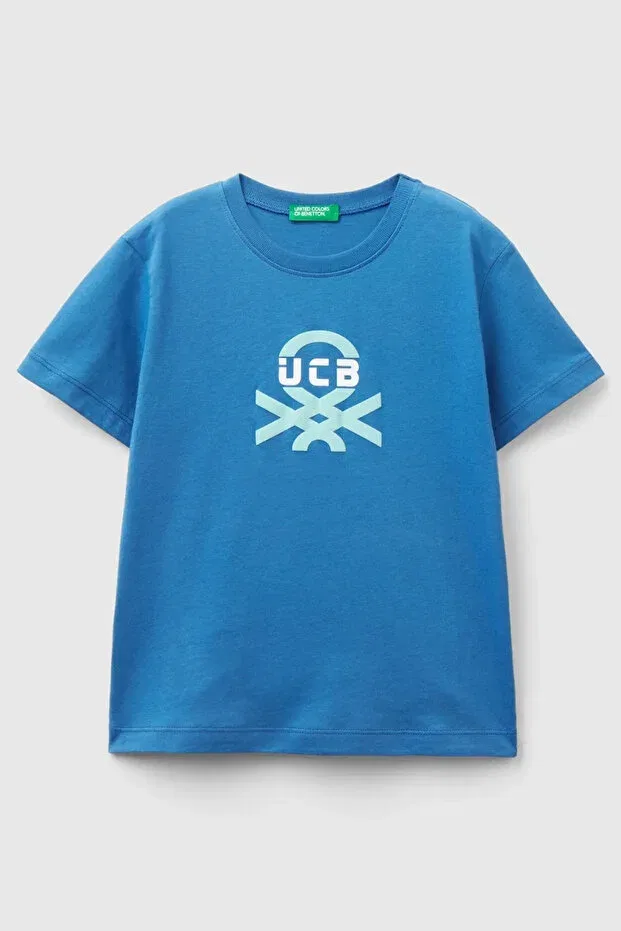 Детская футболка для мальчиков хлопковая Saks Blue United Colors Of Benetton, Saks Blue — фото 2