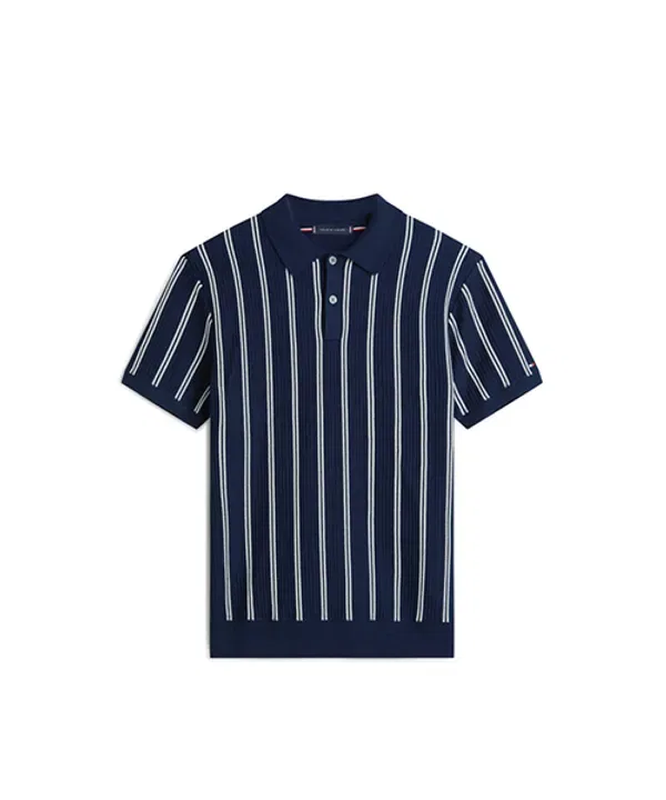 Свитер-поло с вертикальной полоской, модель, Tommy Hilfiger — фото 2