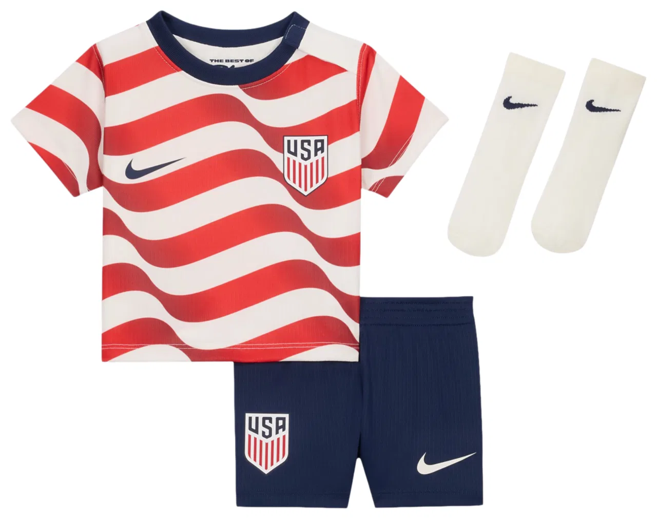 Детский комплект из футболки, шорт и носков с принтом Nike Dri-FIT USA Stadium Home Kit Nike, White/Navy