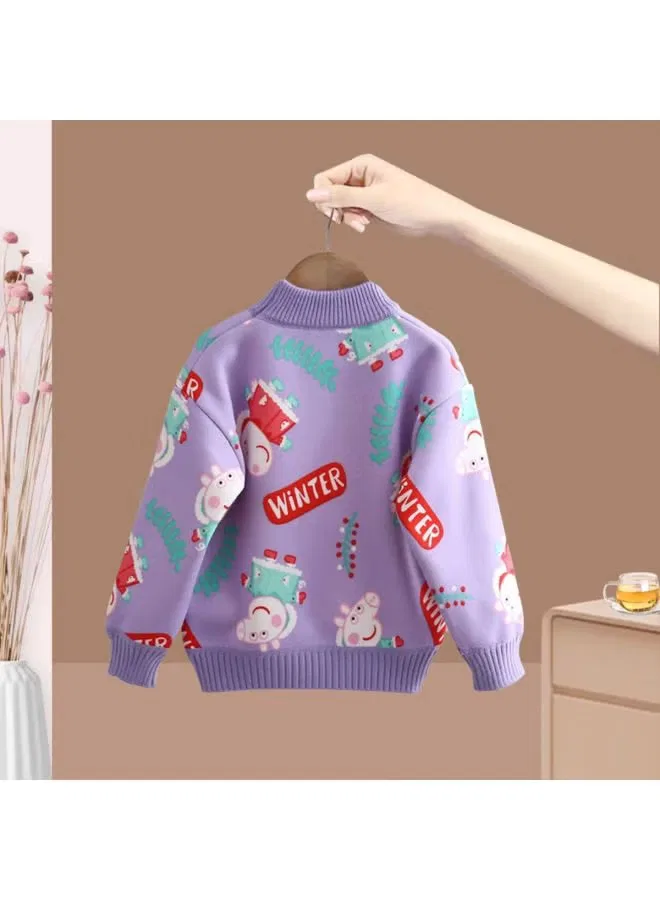 Комплект одежды вязаный для малышей и детей Peppa Pig, фиолетовый — фото 4