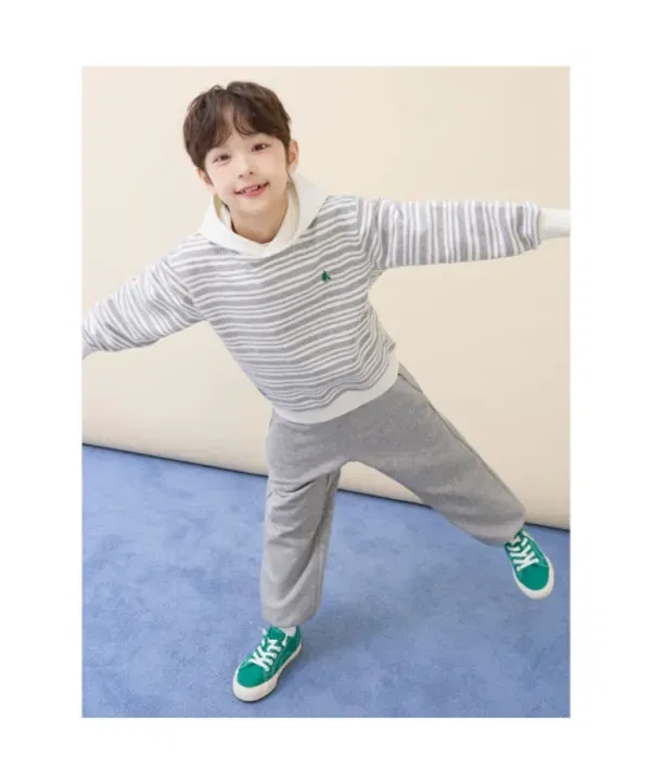 Спортивный костюм с полоской, Striped Hood Sweat Set Beanpole Kids, серый — фото 3