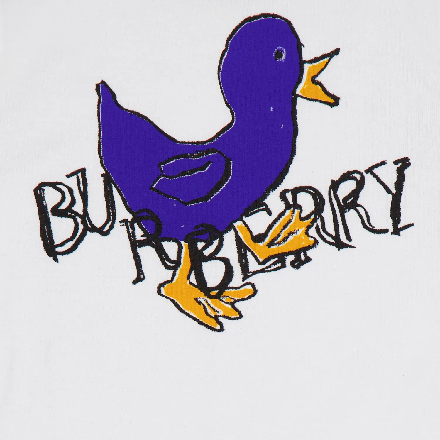 Футболка хлопковая с принтом Toddler Cedar Duckling Burberry, White Cn — фото 2