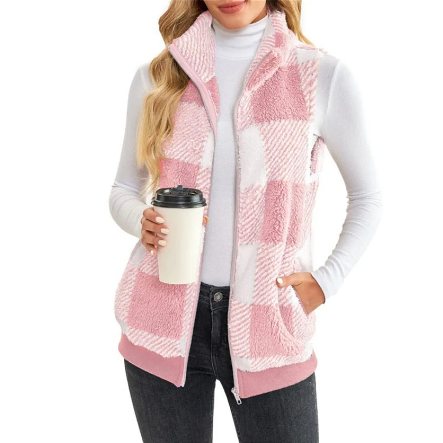 Женский безрукавный жилет из флиса с карманами, Colore: Rosa — фото 2