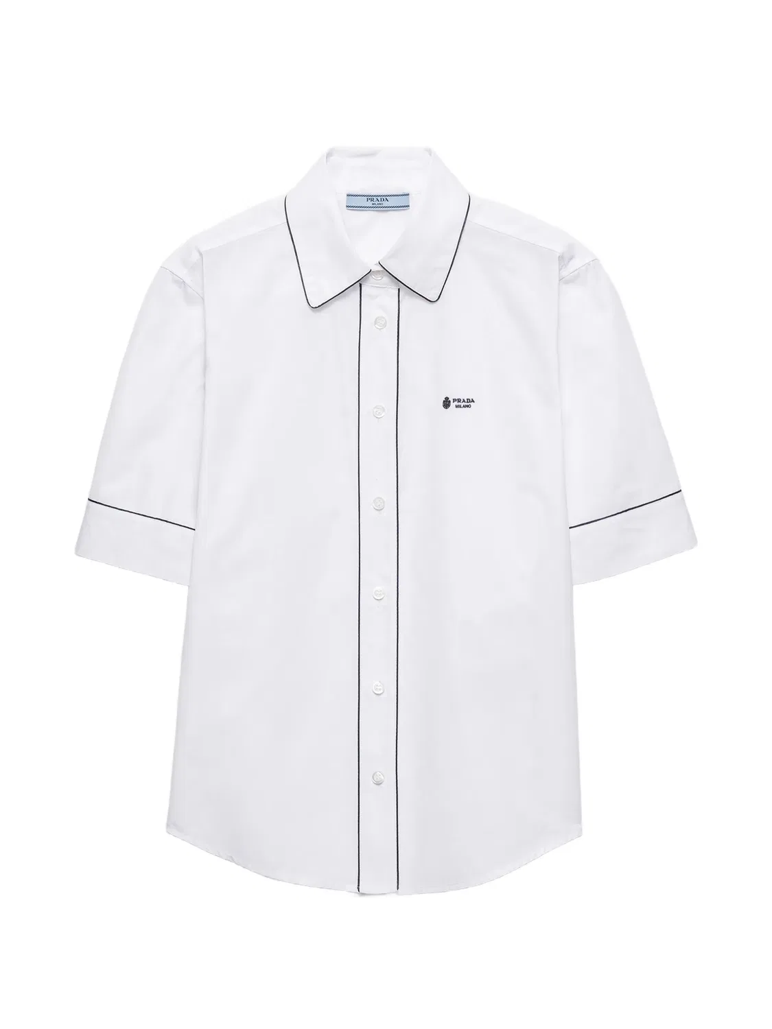 Рубашка с коротким рукавом, поплин, белая Prada, белый