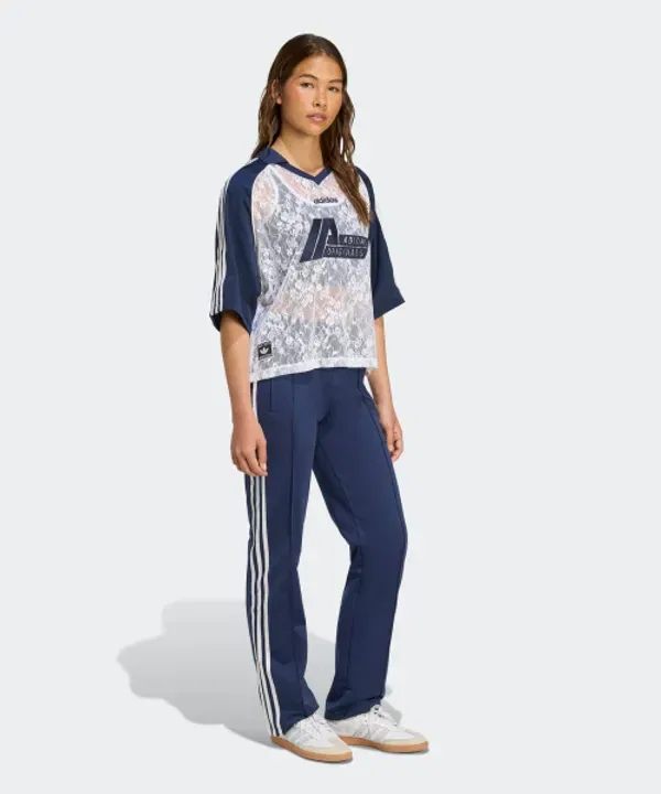 Футболка с кружевной вставкой Adidas, белый ночной индиго — фото 3