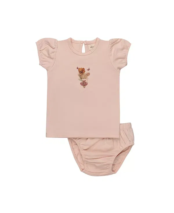 Детский комплект для девочек с коротким рукавом playful mouse collection Ely'S & Co., розовый