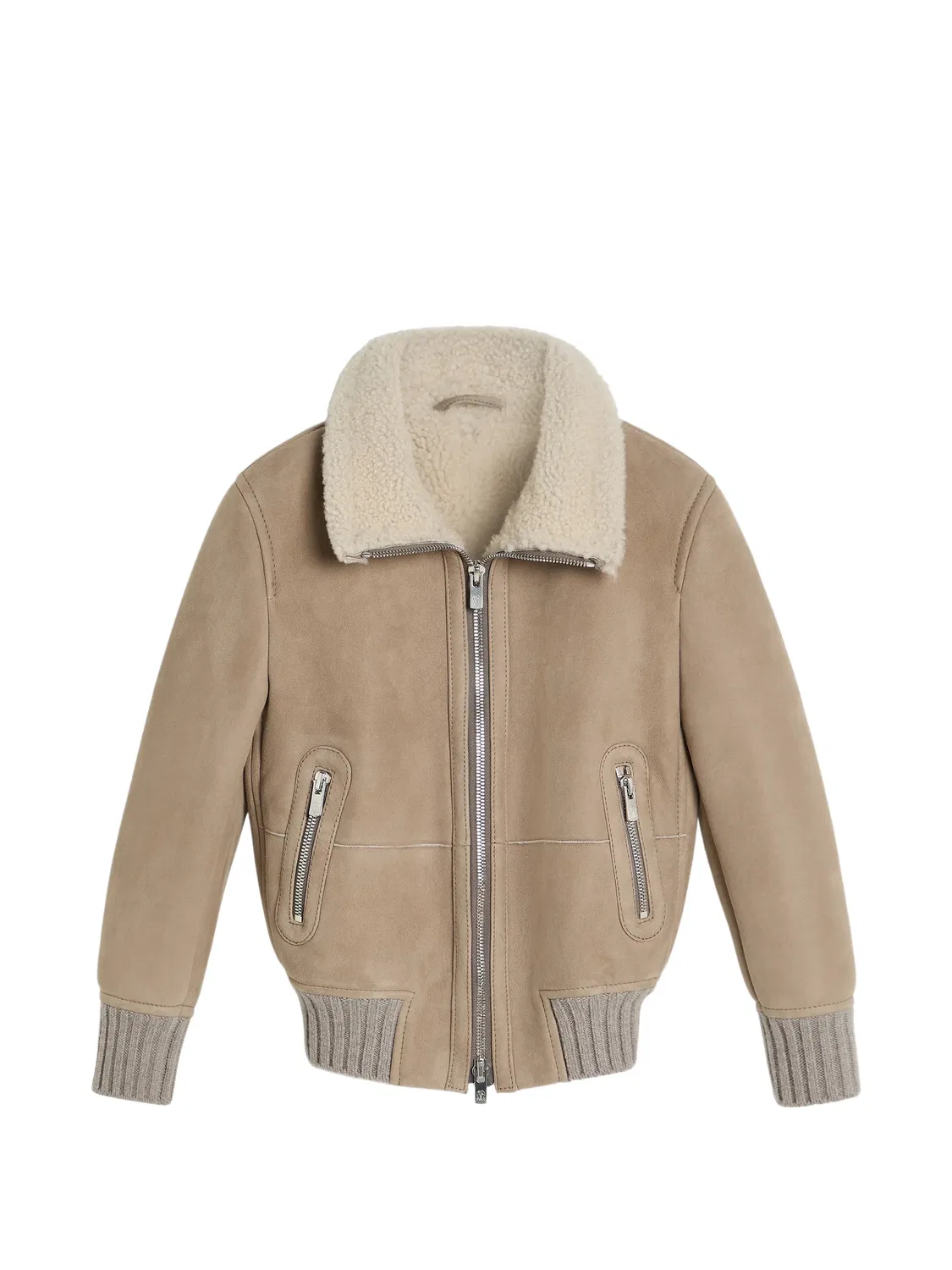 Бомбер из овчины Brunello Cucinelli Kids, нейтральные цвета