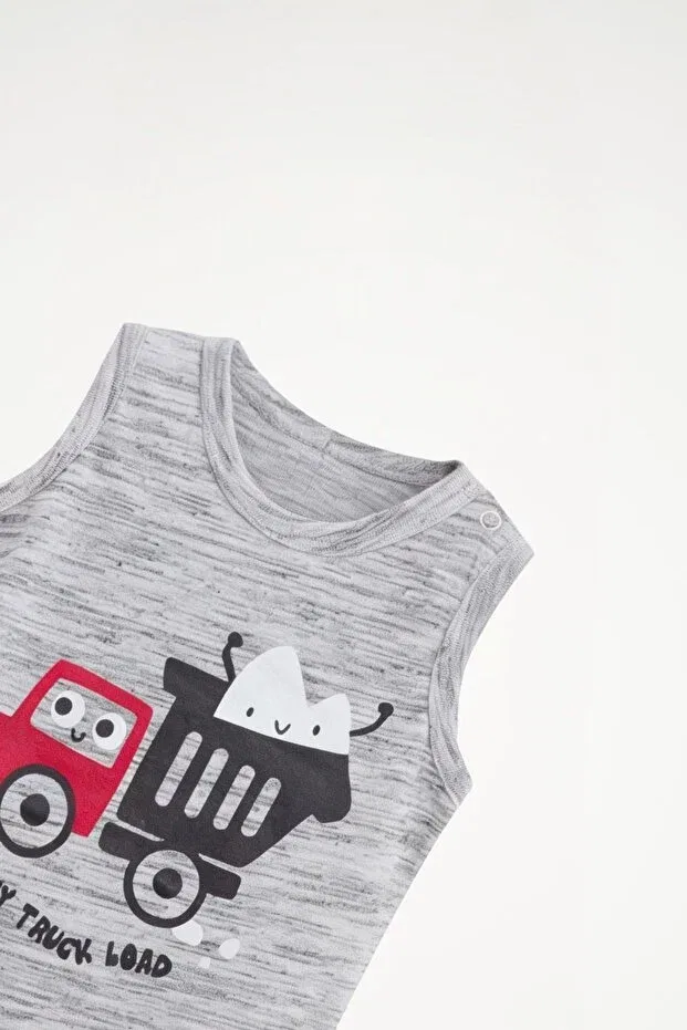 Детский комбинезон для мальчиков хлопковый Truck Patterned Newteam, Gray — фото 3
