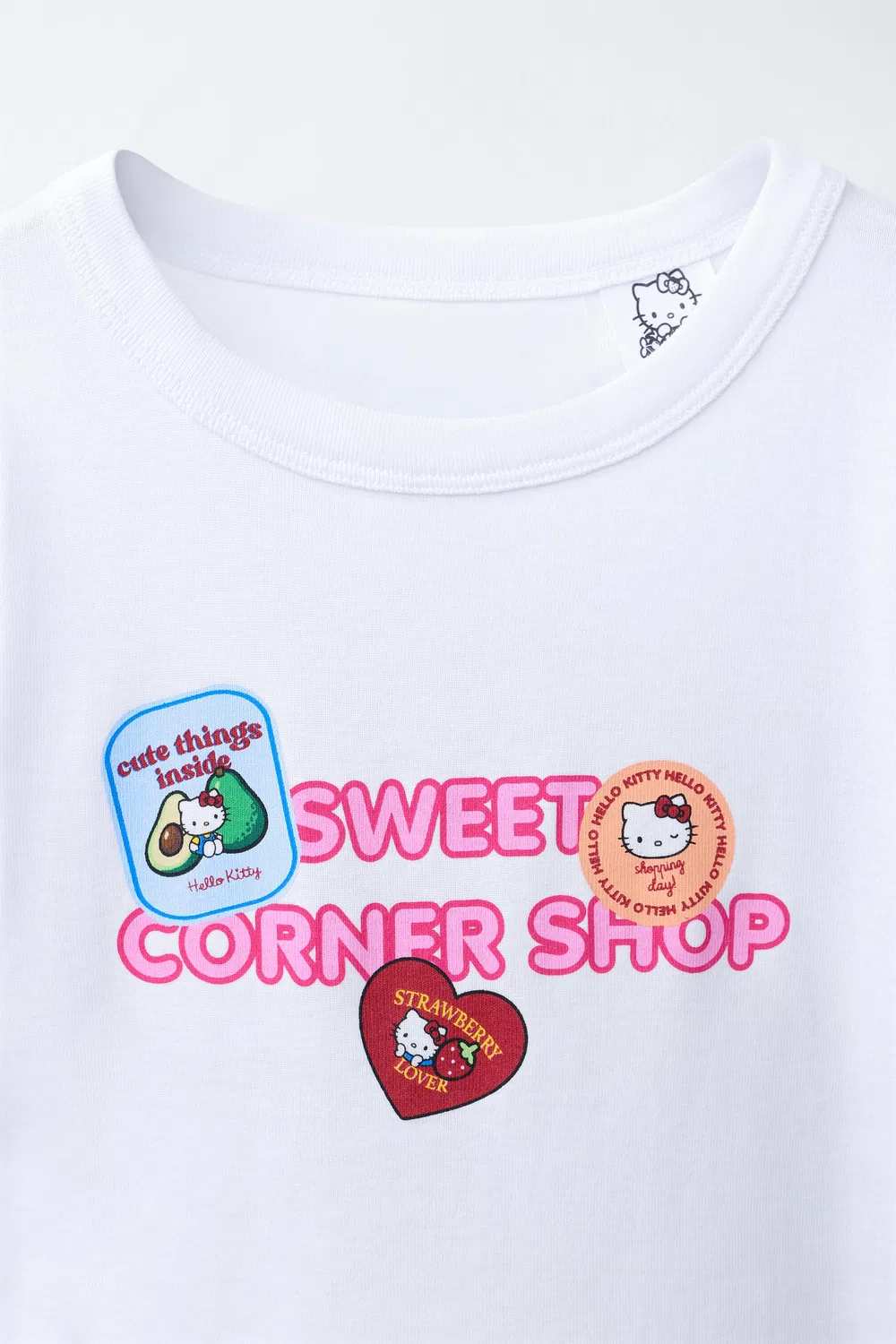 Футболка с наклейками Hello Kitty Sanrio ZARA, White — фото 3