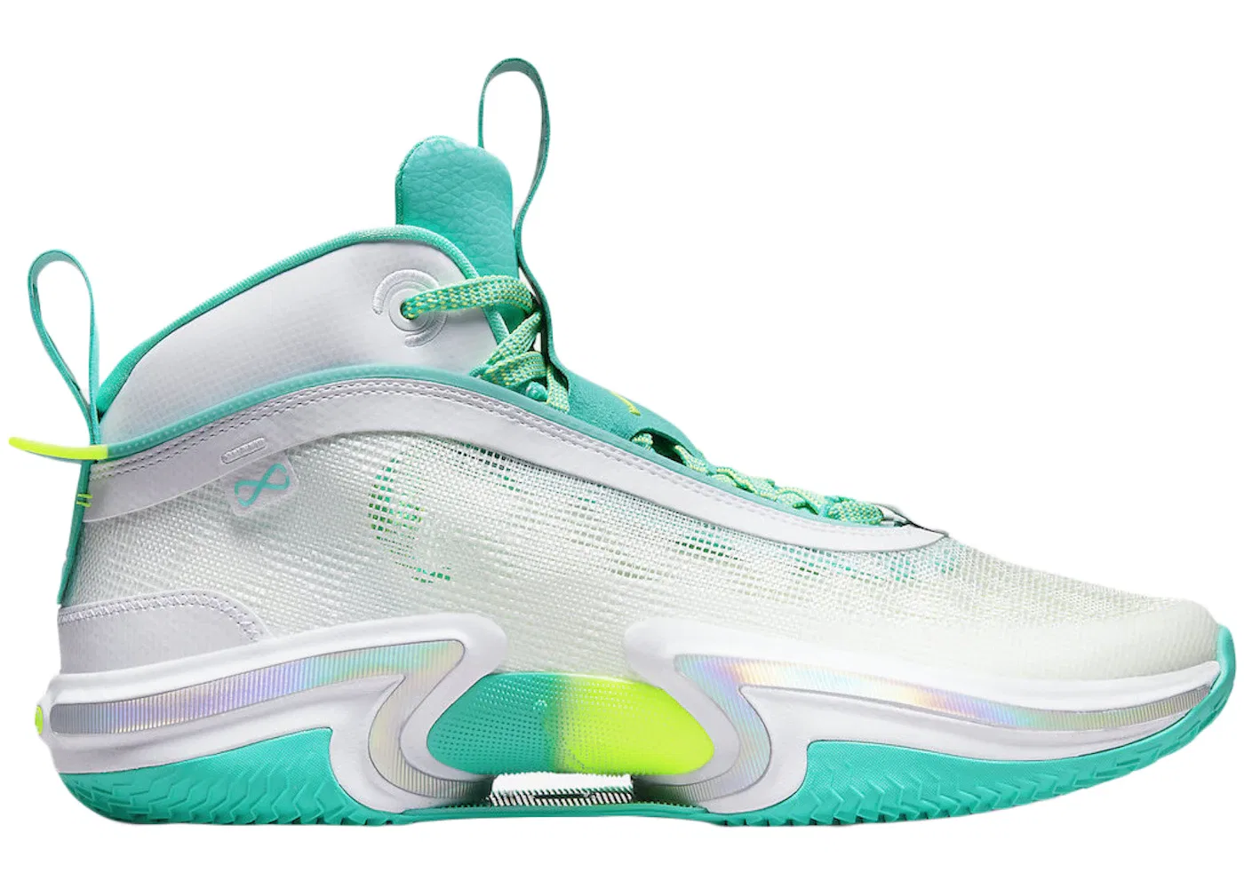 Детские кроссовки для баскетбола Jordan 36 Jordan, White/Teal/Lime Green