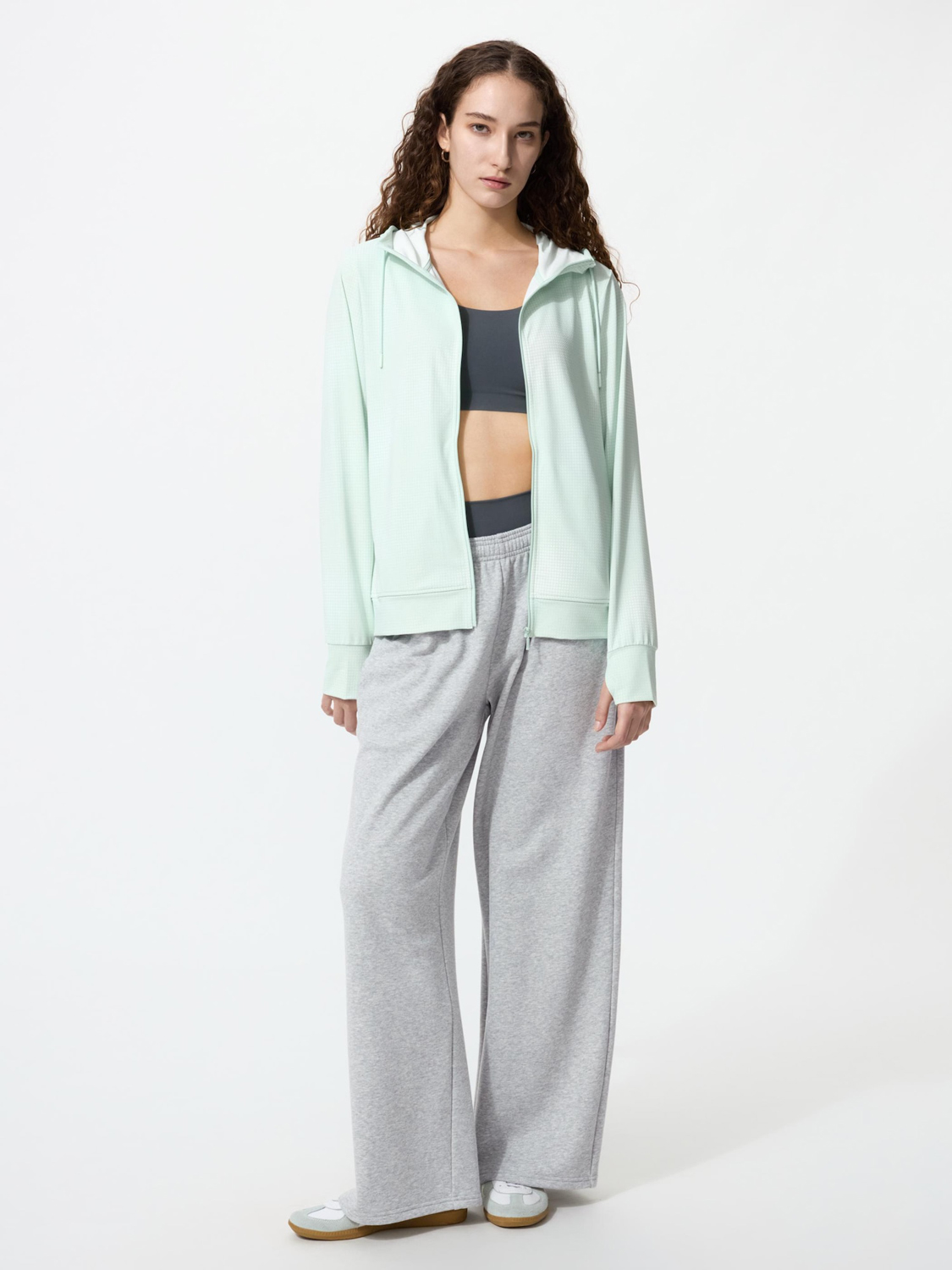 Толстовка Uniqlo AIRism UV Protection Mesh Full-Zip, 51 зеленый — фото 3