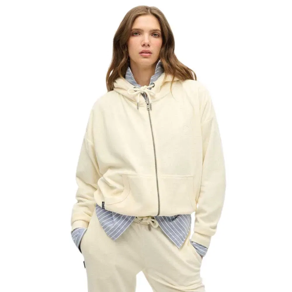 Худи на молнии Velour Superdry, бежевый