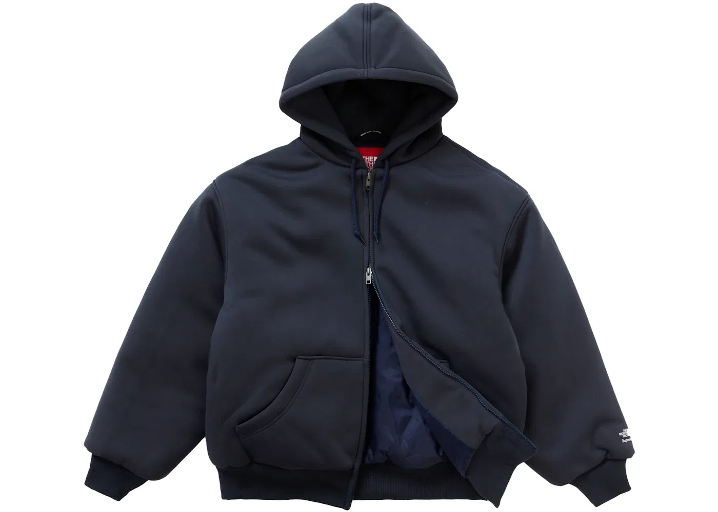 Мужская худи на молнии с наполнителем Supreme The North Face Down Filled Zip Up Hooded Sweatshirt, Navy — фото 2