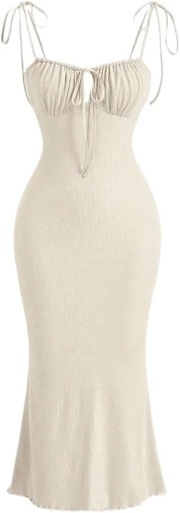 Женское миди платье с узлом Viscose, Beige