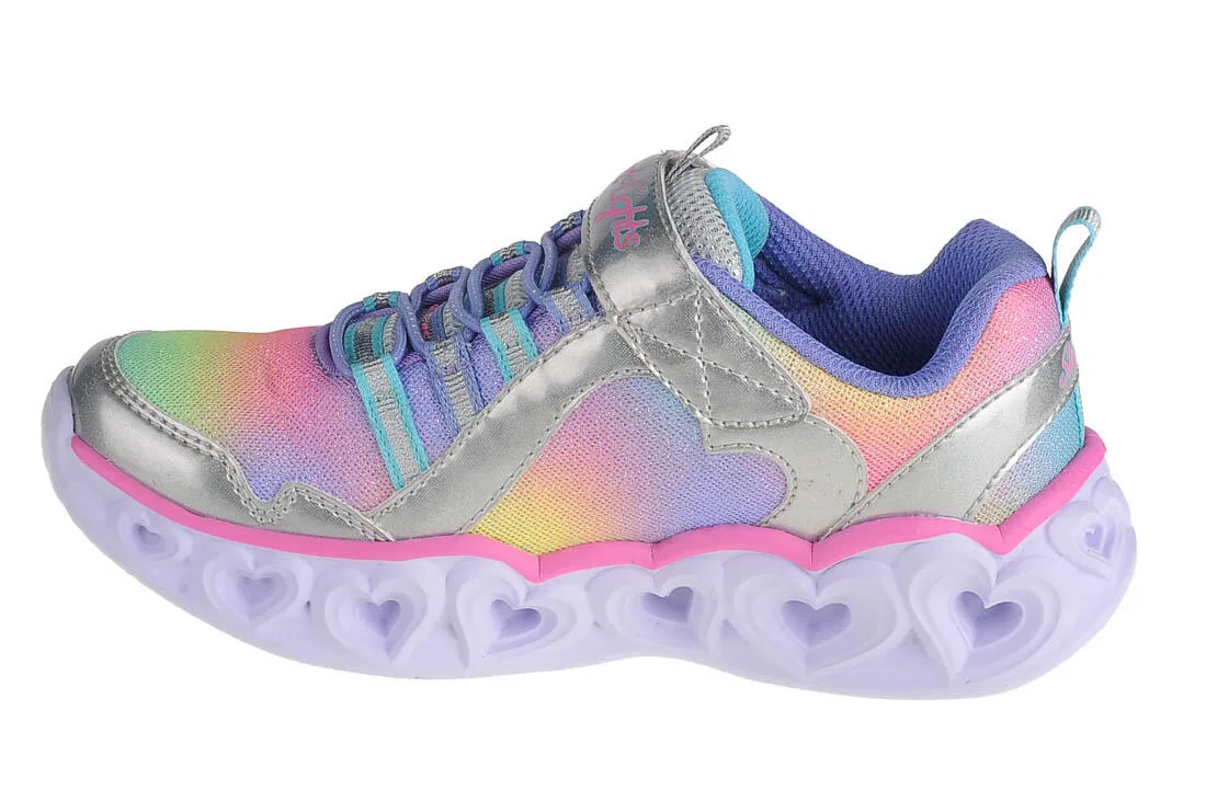 Детские кроссовки для девочек с подсветкой Heart Lights-Rainbow Lux Skechers, Grau Rosa Hellblau — фото 2