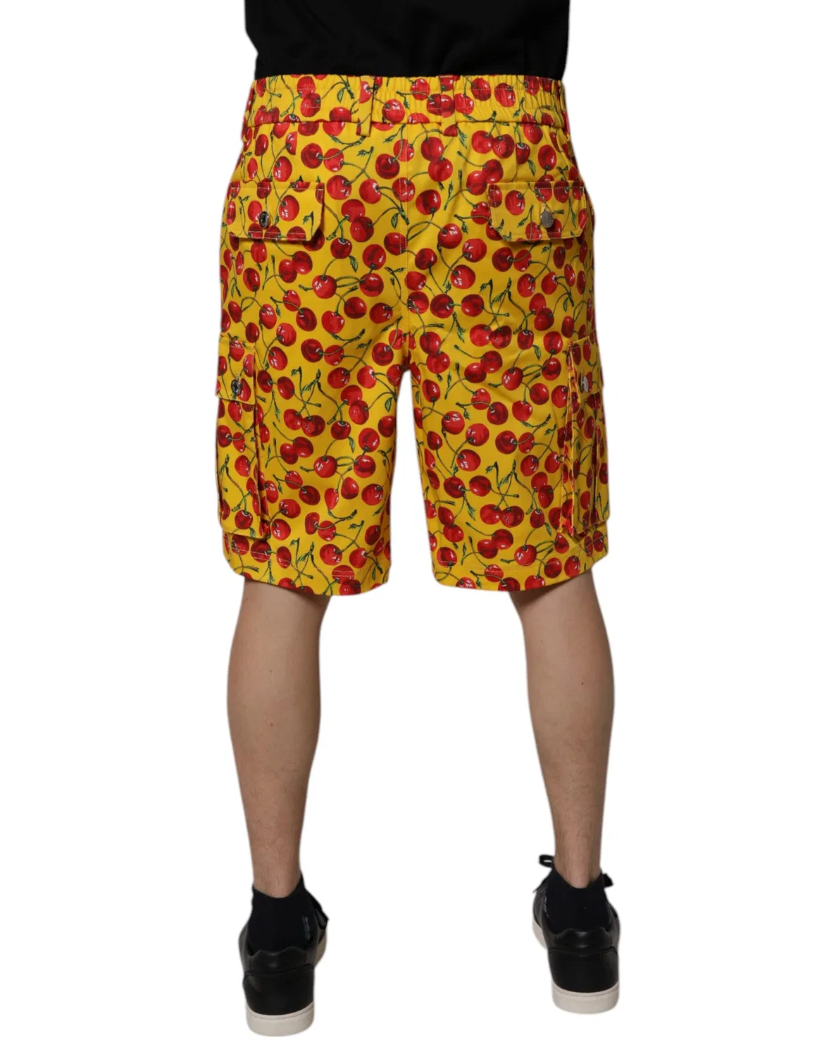 Мужские шорты-бермуды с принтом черешни Yellow Cherry Print Cotton Dolce & Gabbana, Yellow — фото 4