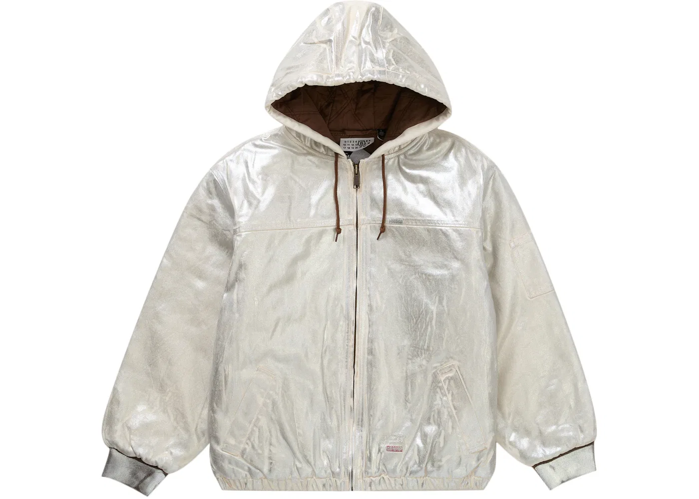 Мужская куртка с капюшоном с принтом Supreme MM6 Maison Margiela Foil Hooded Work Jacket, Natural