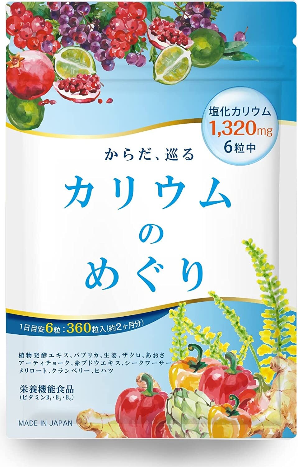 

Калий Potassium Meguri 1320 мг, 360 таблеток