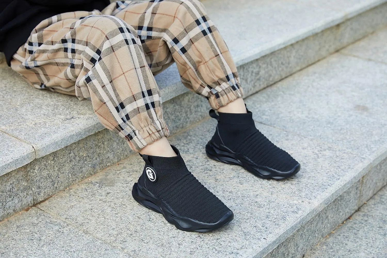 Детские дышащие кроссовки с высоким верхом Casbeam, All Black — фото 2