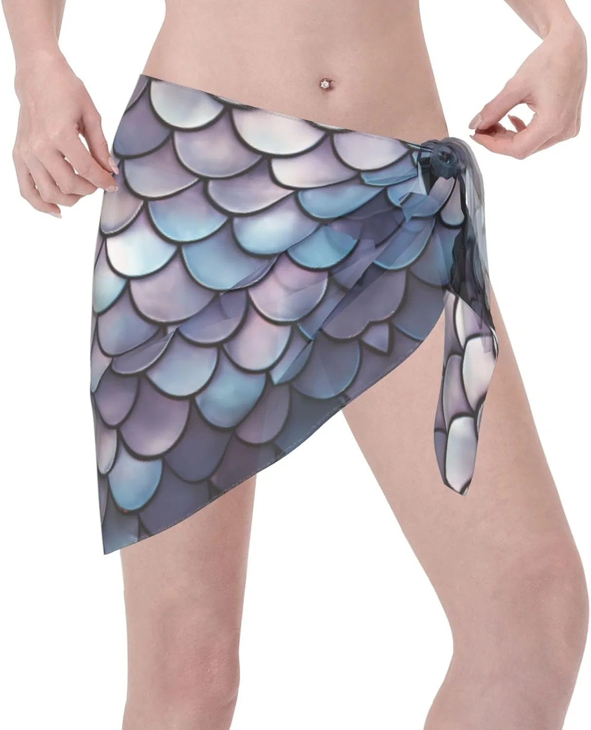 Женский пляжный саронг из шифона с волнистыми краями, Mermaid Scales — фото 3