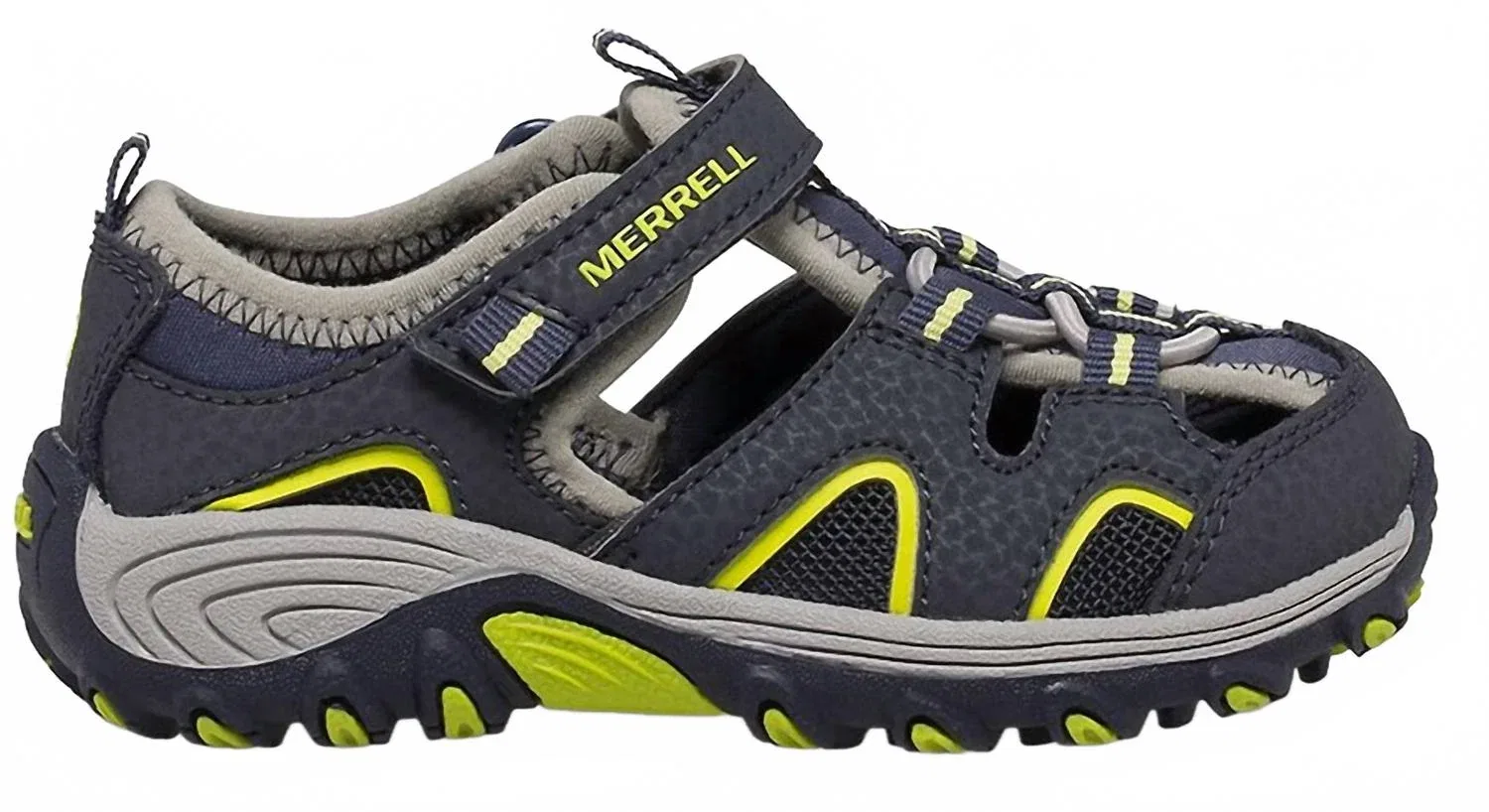 Детские сандалии для мальчиков с быстросохнущей подкладкой Hydro H2O Hiker Sandal Jr MERRELL, Navy/Lime — фото 2