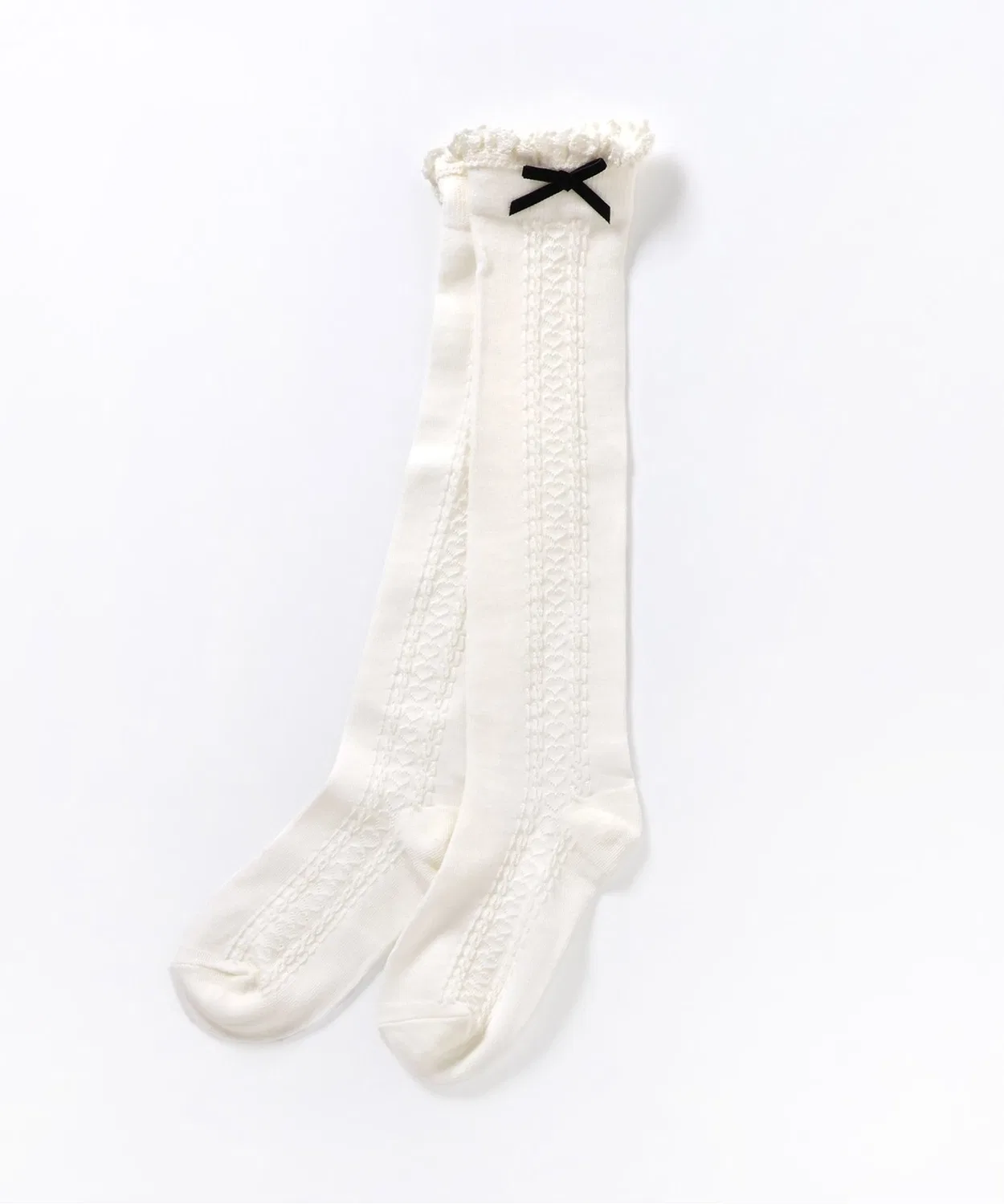 Детские носки с рюшами до колена, модель Frill Knee High Socks, бренд apres les cours, Off White