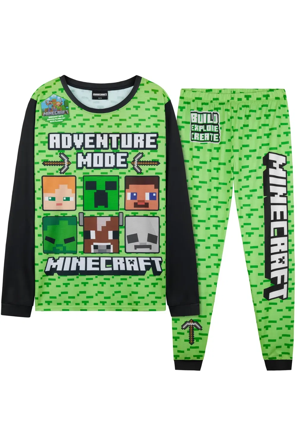 Пижамный комплект с длинным рукавом Minecraft, Green