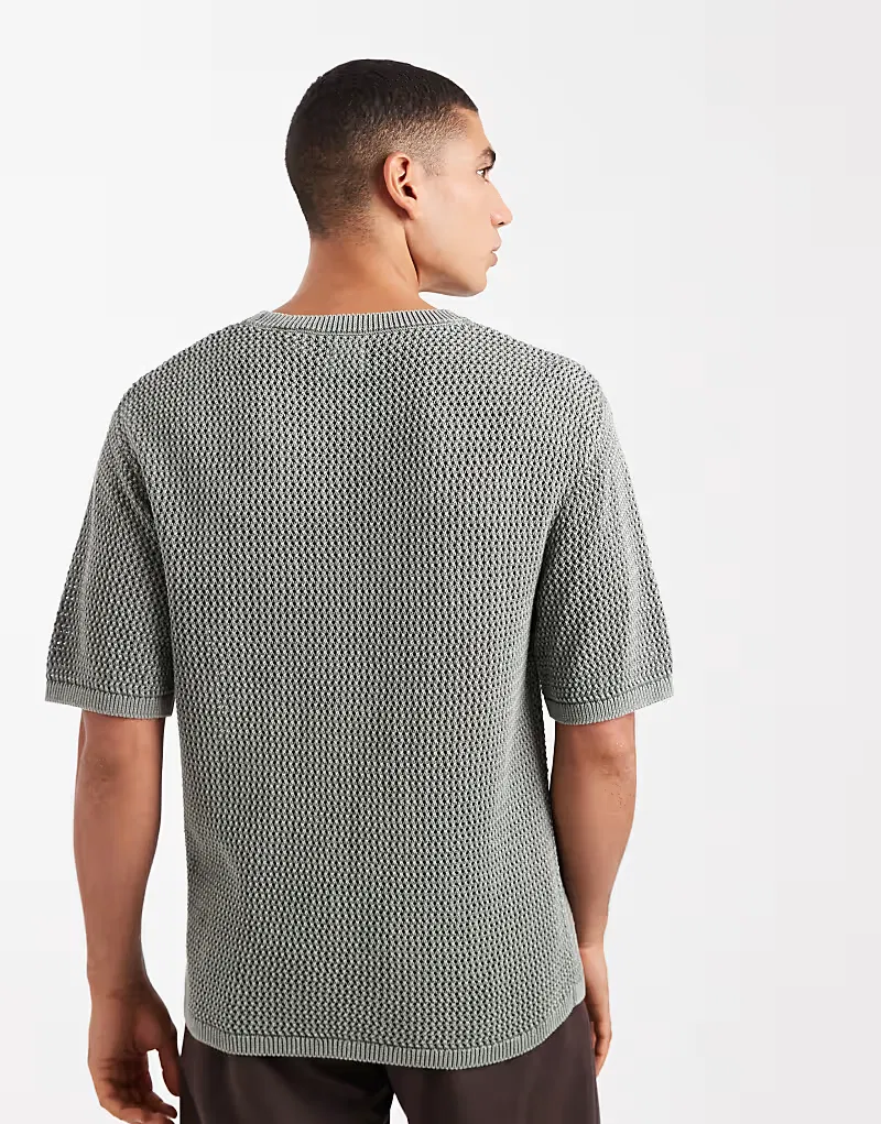 Вязаная футболка Levi's Stinson из хлопка, хаки — фото 3
