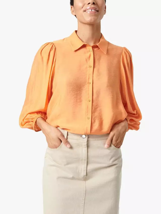 

Рубашка Soaked In Luxury Leodora Cropped Sleeve Buttons, цвет tangerine