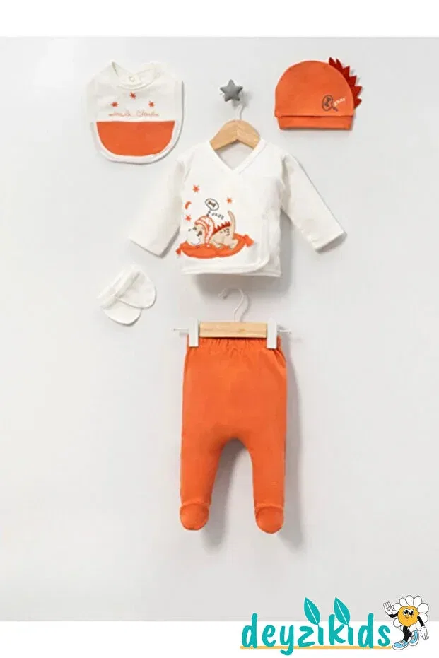 Детский комплект одежды для новорожденных хлопковый Dino süzene Deyzikids, Orange — фото 3