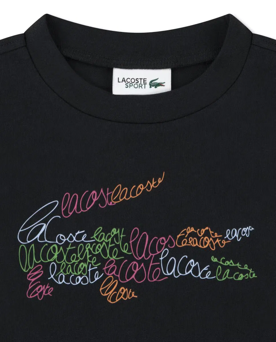 Футболка, Gráfica Script Croc, Lacoste, черный — фото 3