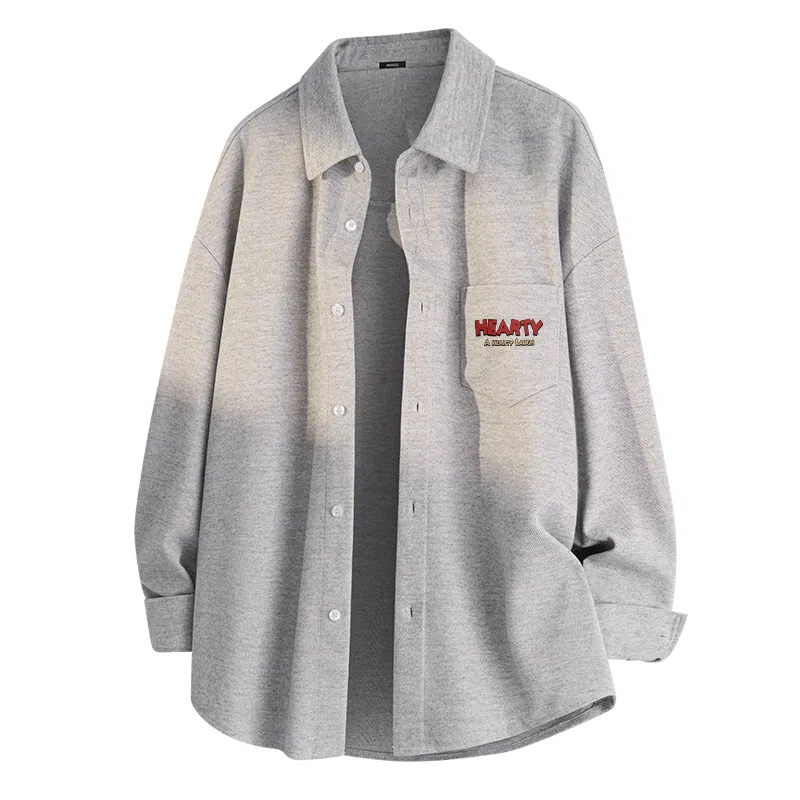 Детская рубашка с лацканами утепленная MINISO, Heather Gray (B Hearty Chest Logo)