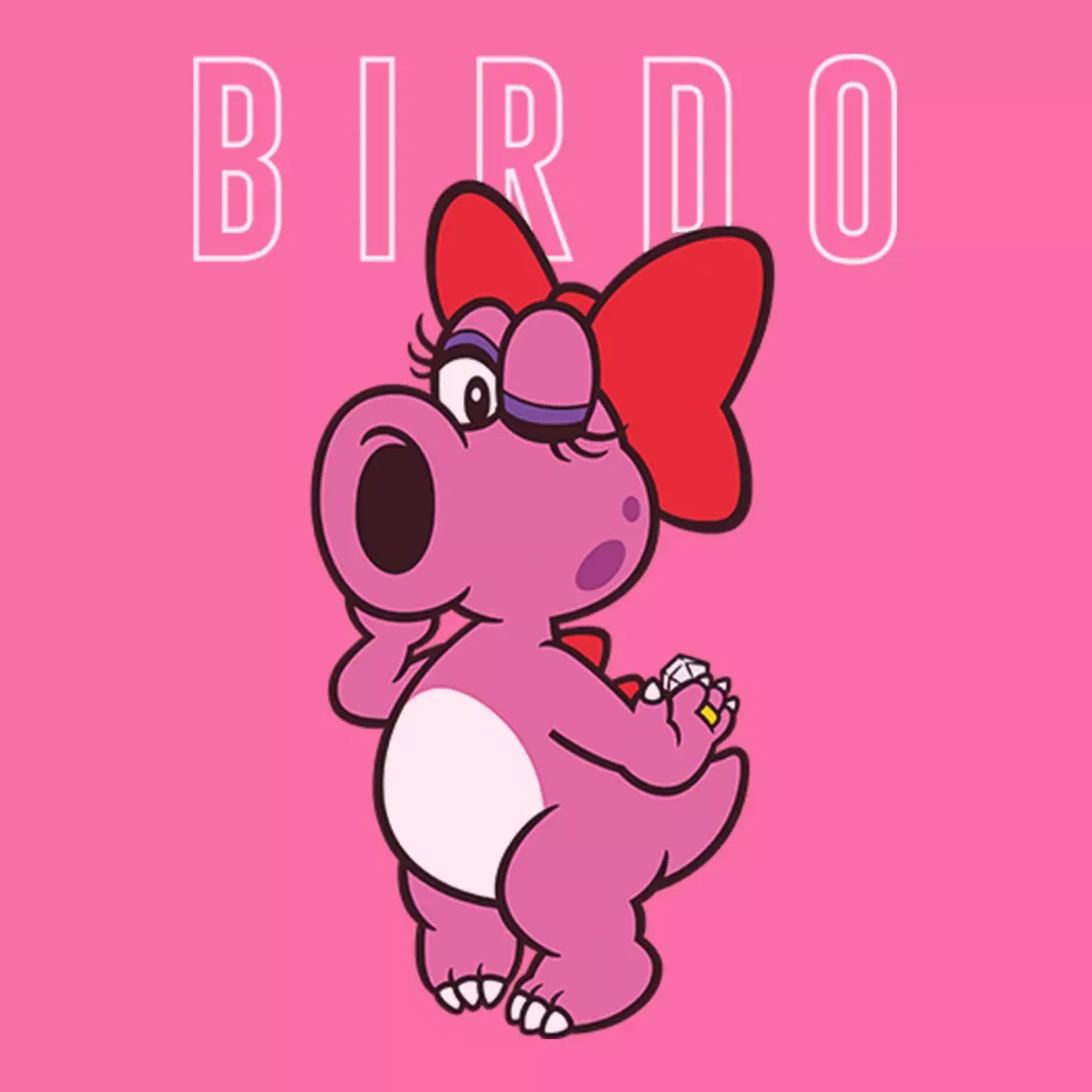 Детское укороченное хлопковое платье-футболка с принтом Cute Birdo Pose Nintendo, Light Pink — фото 2