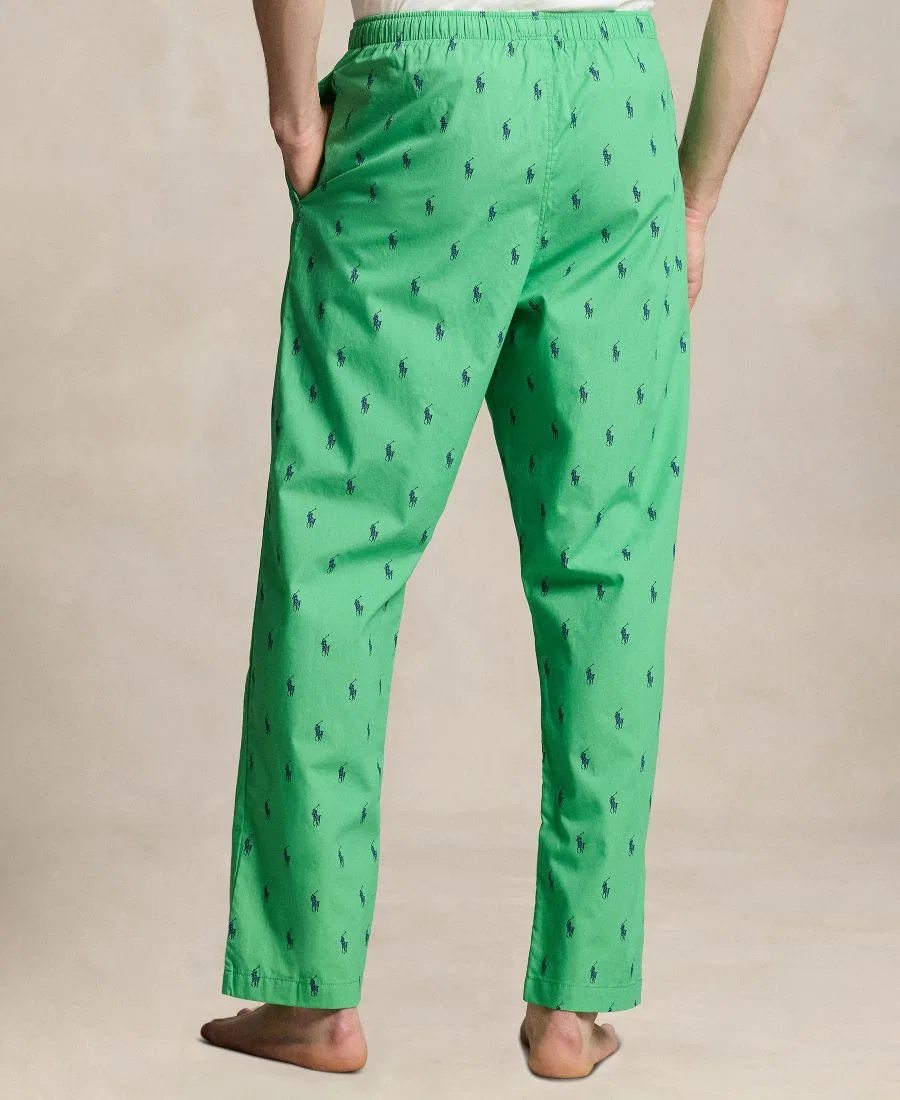 Пижамные брюки с принтом Polo Ralph Lauren, Vineyard Green Boston Royal All Over Polo Player — фото 3
