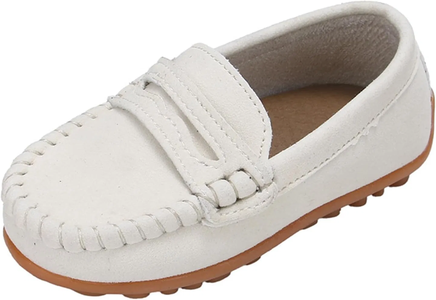 Детские мокасины без застежки с принтом Fudaolee, Beige White
