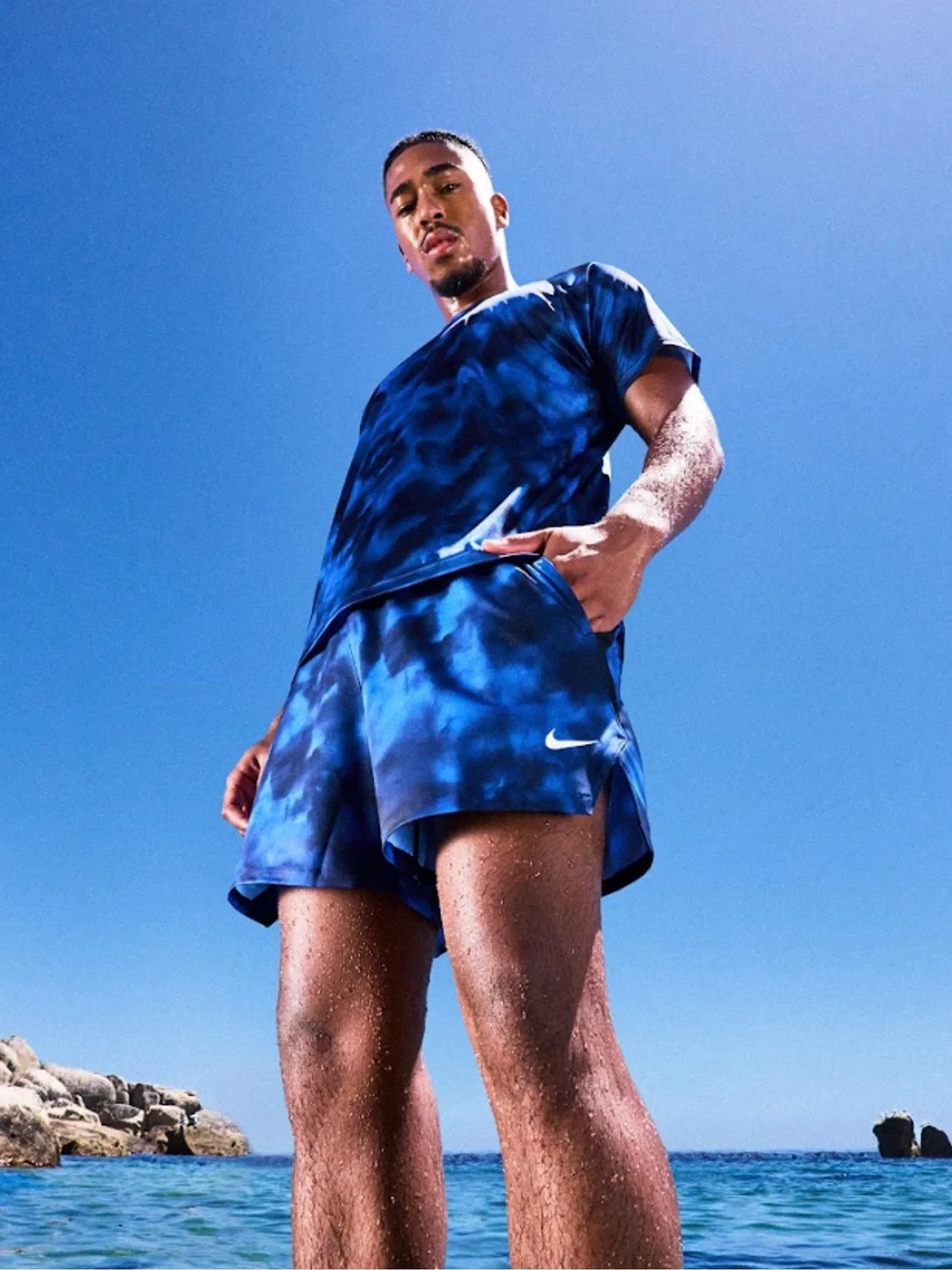 Рашгард с коротким рукавом Nike Tie Dye, синий