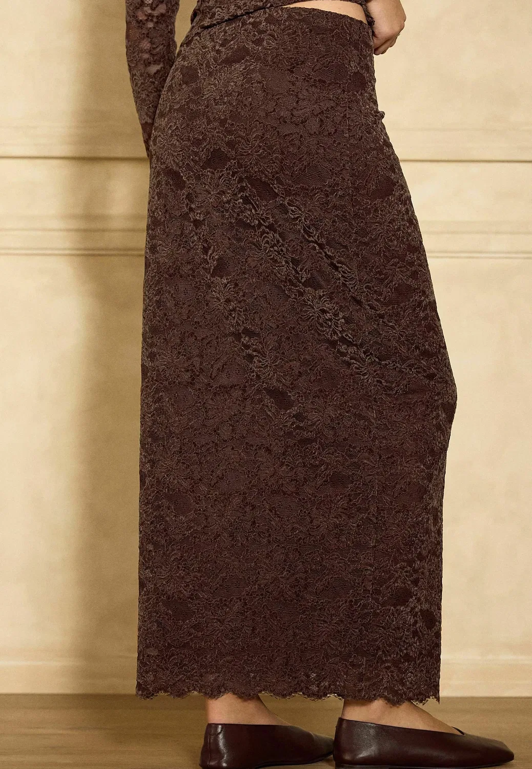 Кружевная макси-юбка - макси-юбка Next, Chocolate Brown — фото 3