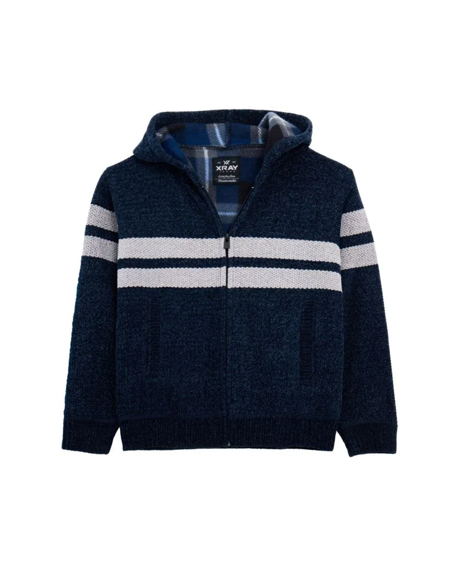 Детский худи-свитер с флисовой подкладкой, на молнии, с капюшоном XRAY, Navy Light Grey