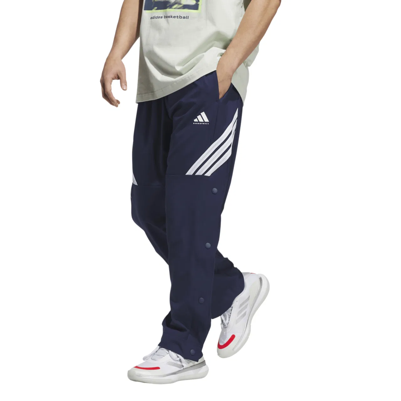 Мужские баскетбольные штаны свободного кроя CrazyLite Woven, adidas, White/Team Navy Blue