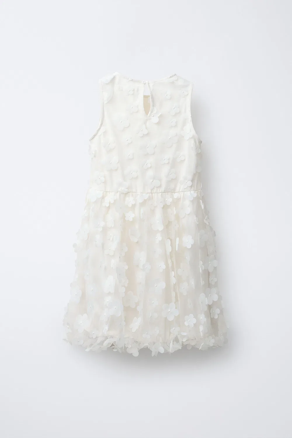 Платье с объемными цветами и пышным подолом ZARA, White — фото 2