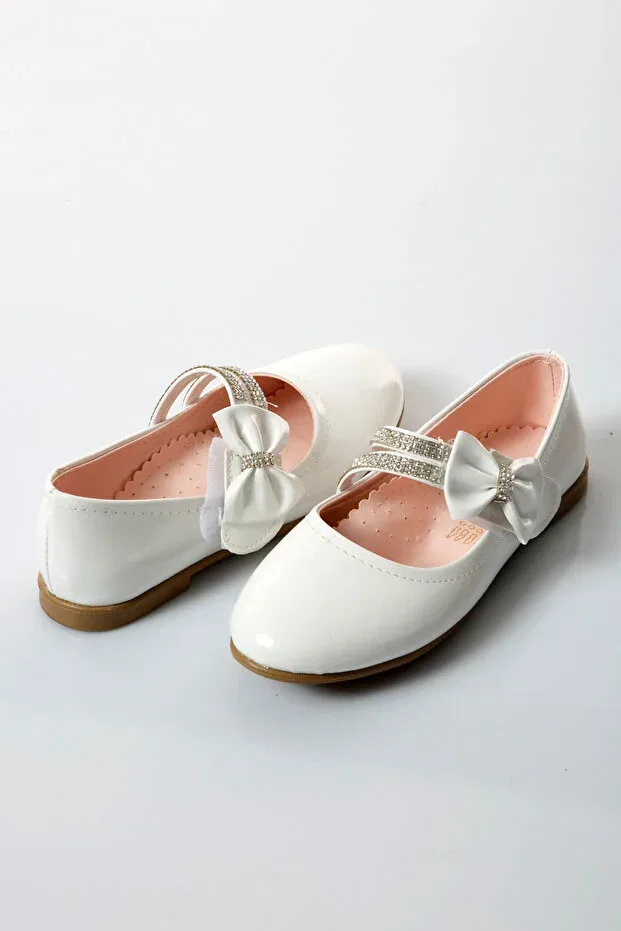 Детские балетки для девочек лакированные Babet Shoes Time, White — фото 3