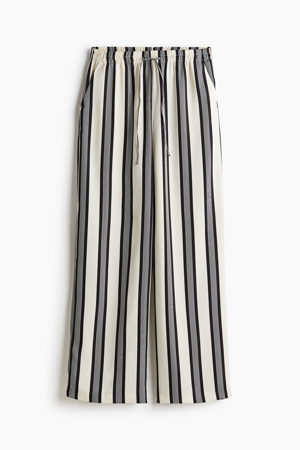

Брюки H&M Wide-cut Pull-on, кремовый/черный