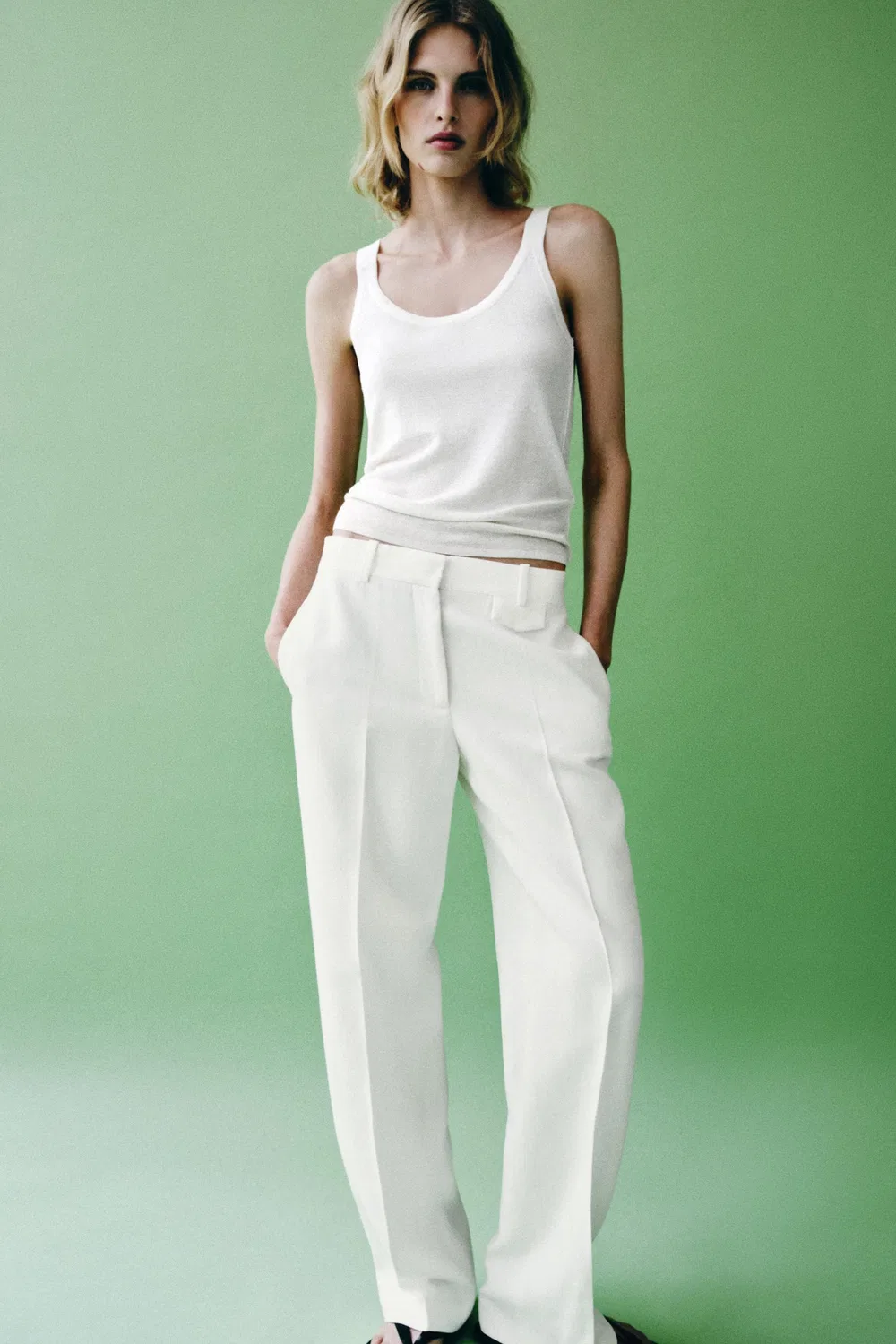 Прямые брюки из коллекции ZW ZARA, White — фото 2