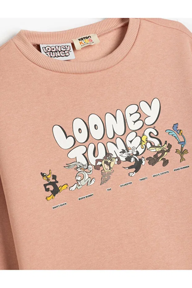 Детские свитшот для девочек хлопковый Looney Tunes Sweat Licensed Crew Neck Long Sleeve Koton, Rose — фото 3