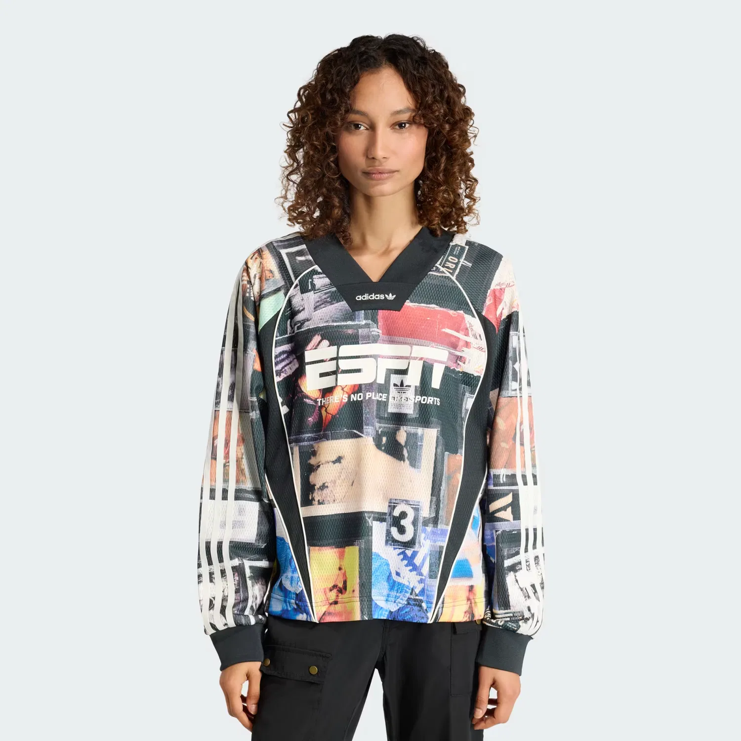 Женский свитшот свободного кроя MESH GFX JERSEY LS Adidas Originals, черный