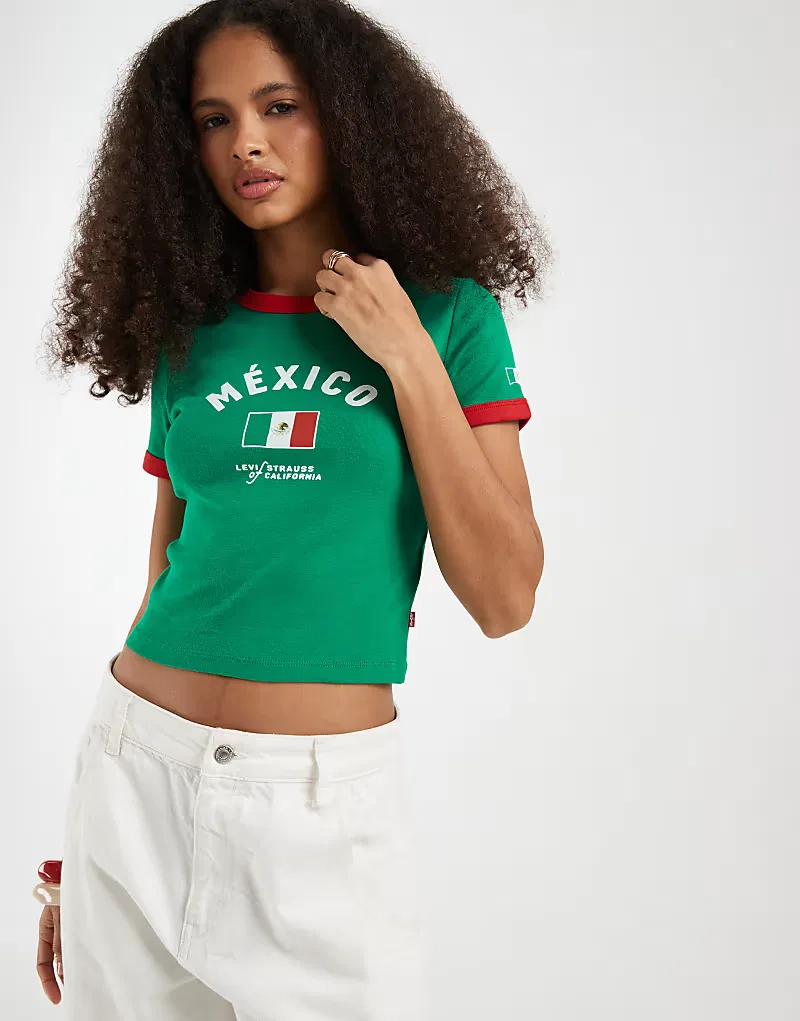 Мини-футболка Levi's Mexico с контрастной отделкой, зеленого